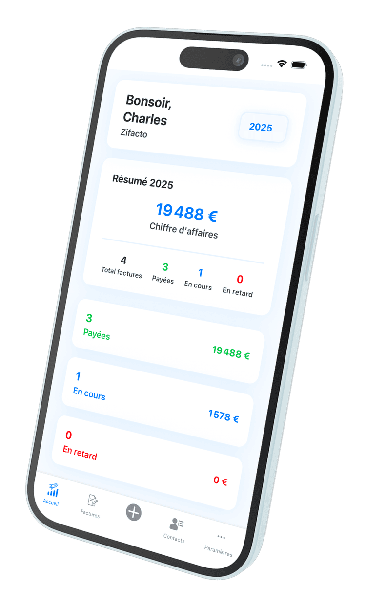 Mockup 3D de l'application Zifacto